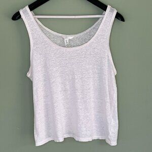 H & M Linen Tank Top sz L White Beach Sustainable Layering